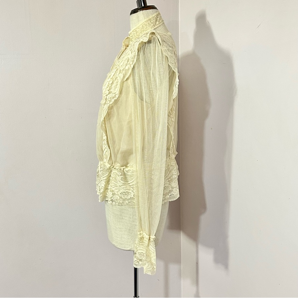Ivory Edwardian Style Sheer Lace Blouse - Picture 3 of 9